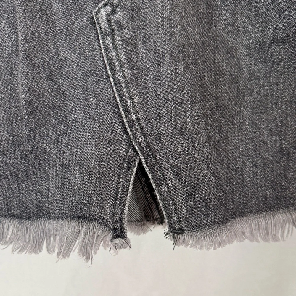 We The Free Free People | Pleated Raw Hem Denim Mini | Acid Wash Black | Sz 24
